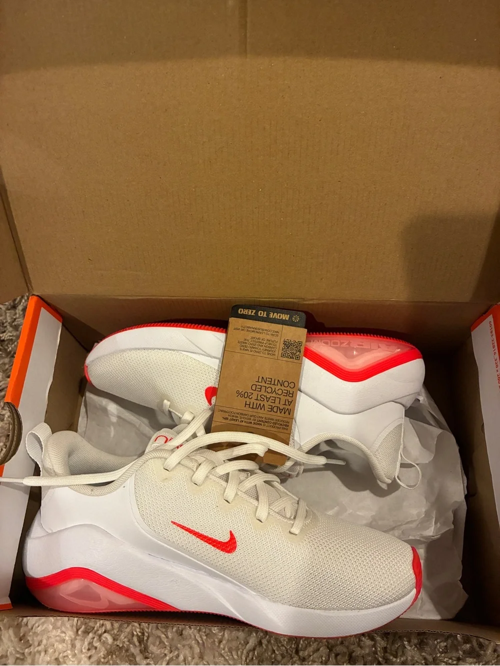 Nike Air Max Bella Women's White Sneakers with Coral-Red Accents